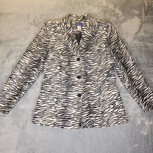 VTG Signature Collection by Vicki Wayne Zebra Womens Blazer Size 14 Polyester